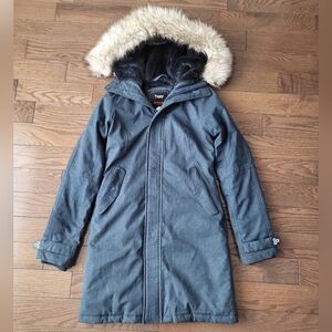 TNA Avoriaz Blue Faux Fur Jacket